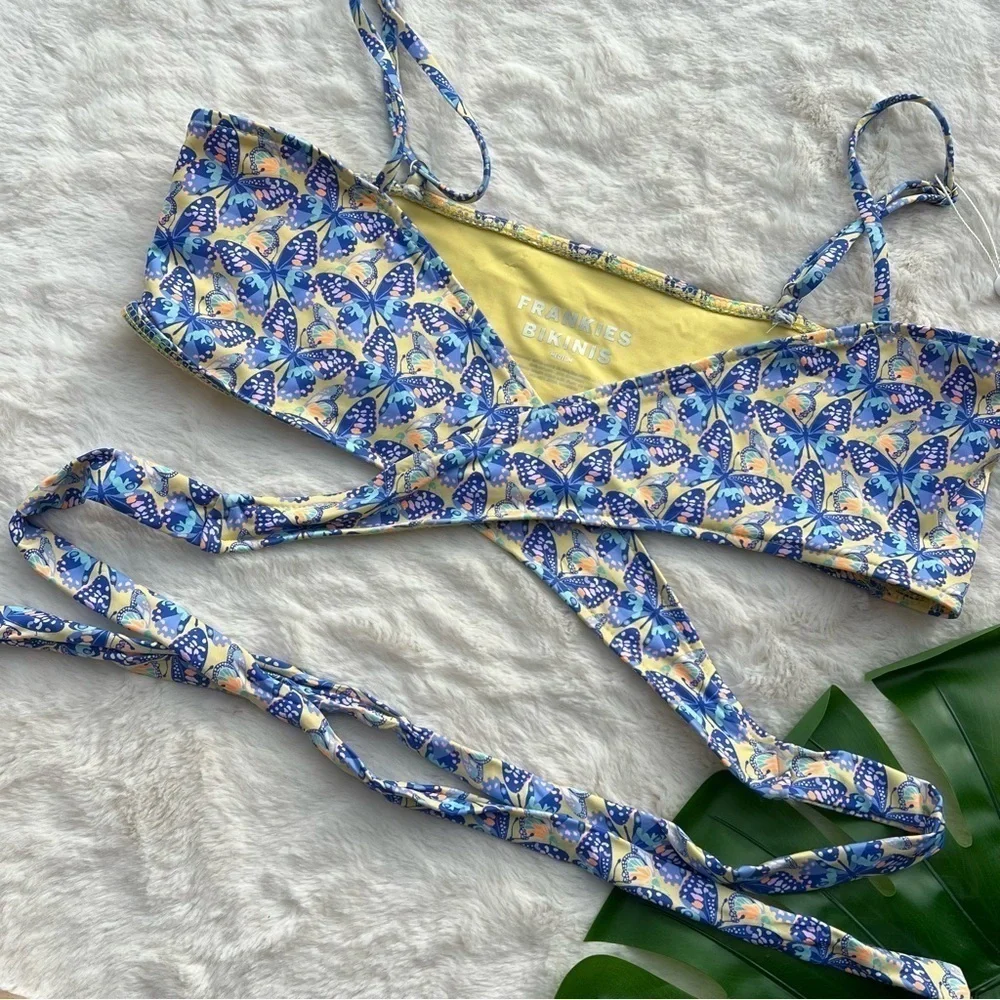Frankie’s Bikinis Falcon Wrap Y2K Butterfly Bikini Top